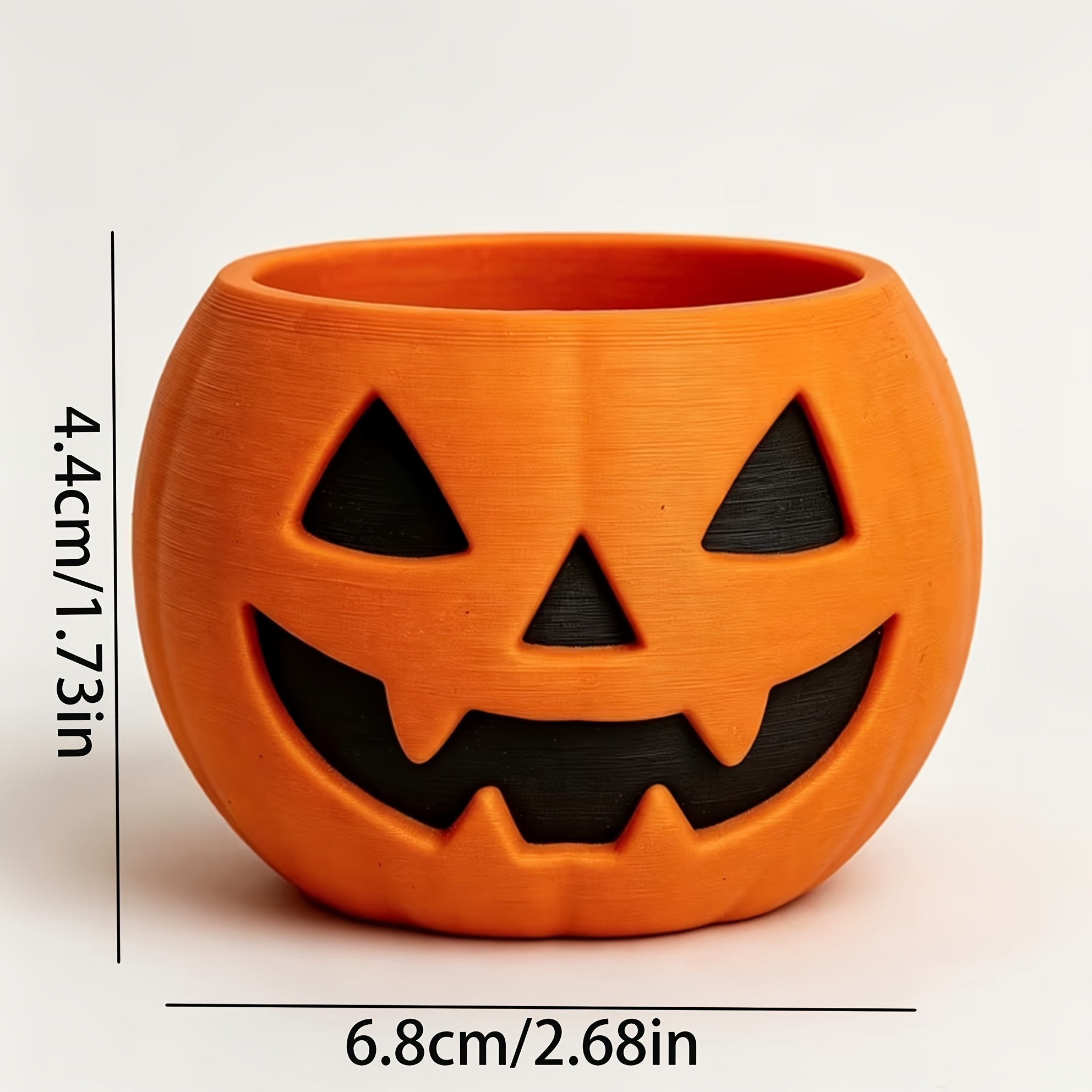 TEMU Bol à bonbons citrouille effrayant pour Halloween, support de rangement de collations Jack-O'-Lantern imprimé en 3D, récipient à bonbons pour le