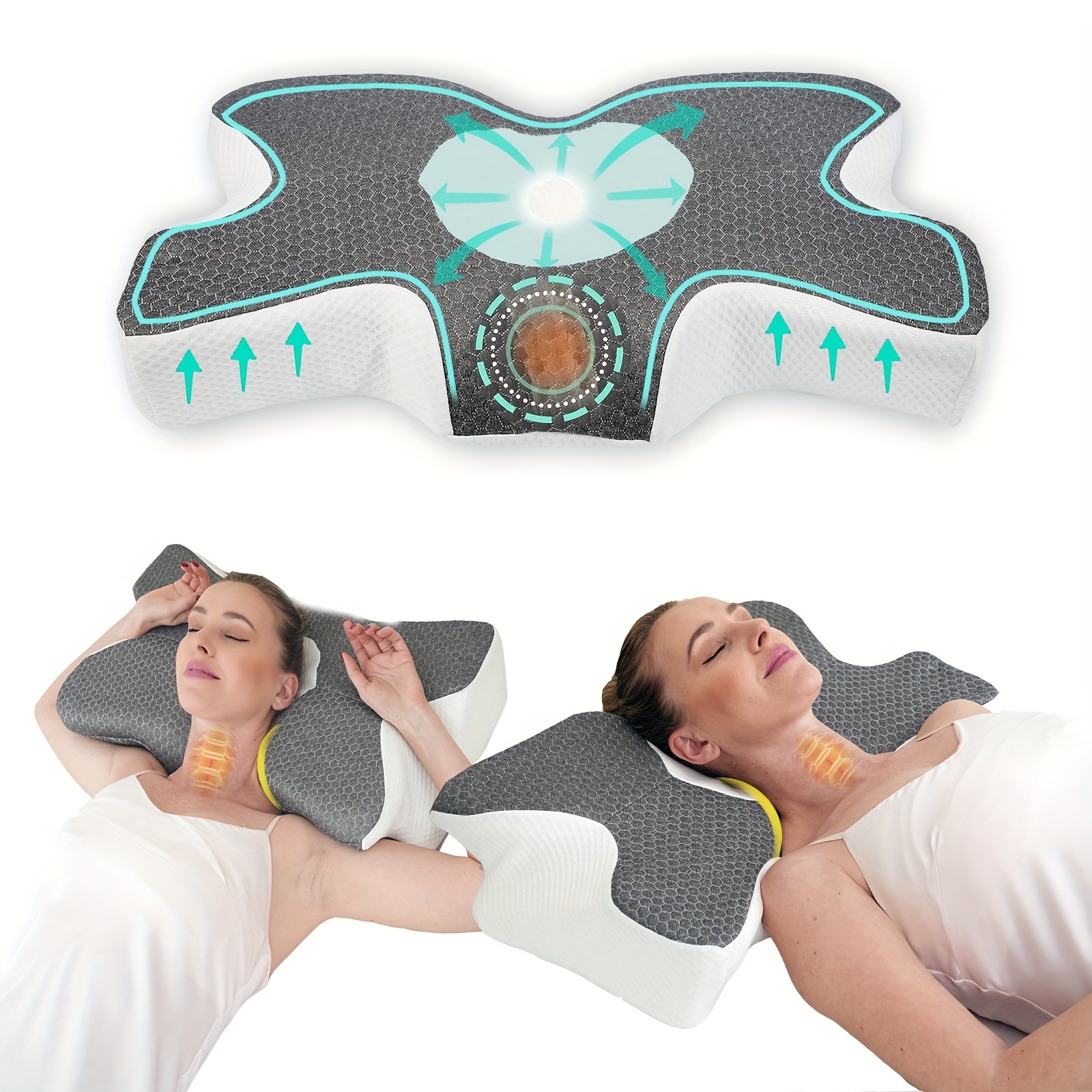  Osteo Cervical Pillow for Neck Pain Relief, Hollow Design  Odorless Memory Foam Pillows with Cooling Case, Adjustable Orthopedic Bed  Pillow for Sleeping, Contour Support for Side Back Sleepers : Home 