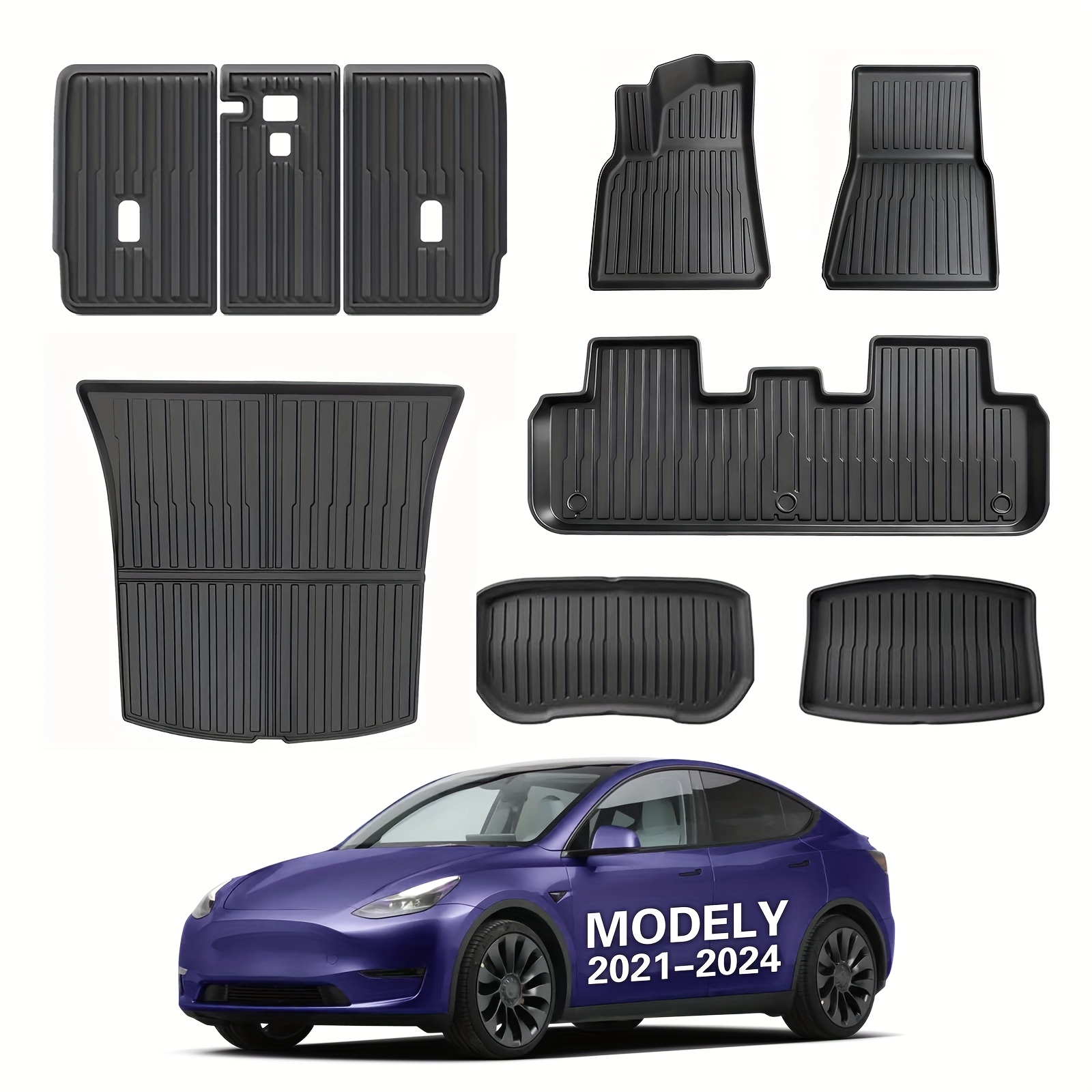 For For 2021-2024 Mats & Cargo Liners Full Set (8pcs) - Heavy-duty Tpe Protection, Non-slip Car Interior Accessories Compatible With - (not For 7-seater)
