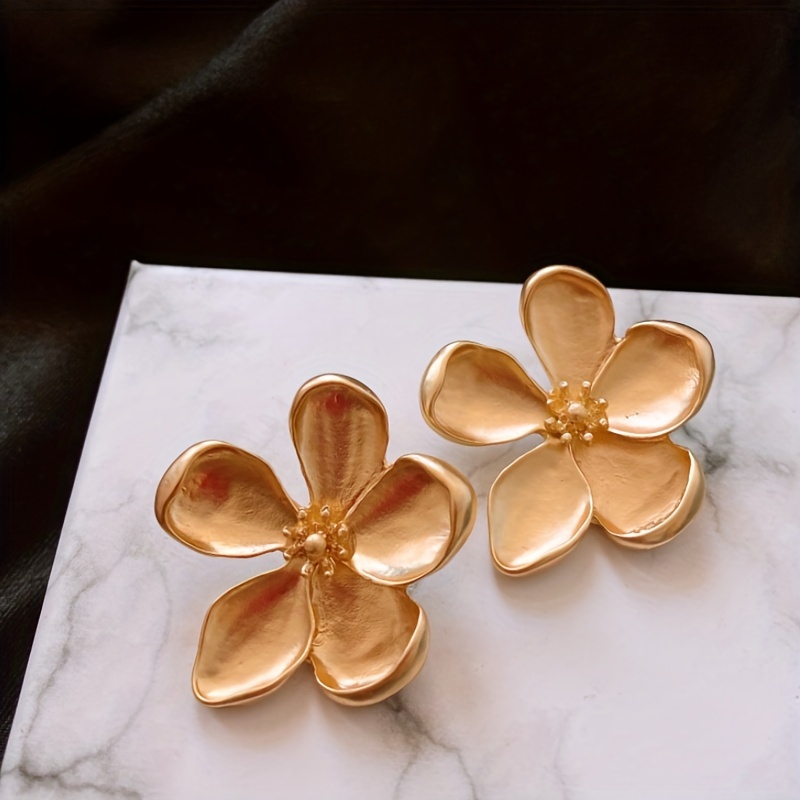 Matte Floral Stud Earrings, Vintage Inspired