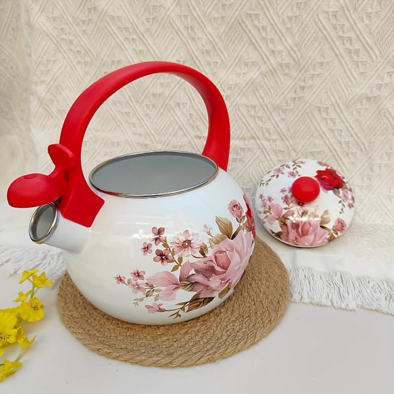 商品名】エナメル製クロイソン茶釜 ビンテージ 花柄 噛む音付きケトル