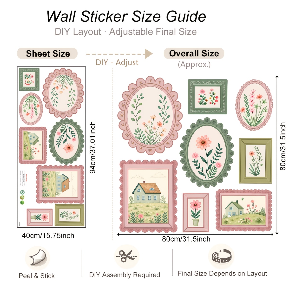 Image of 2d Flat, 1set/8pcs Retro Photo Flower Sticker Self-adhesive Removable Murals Suitable For Living Room Bedroom Study Office Wall Decoration To Send Exquisite Gifts