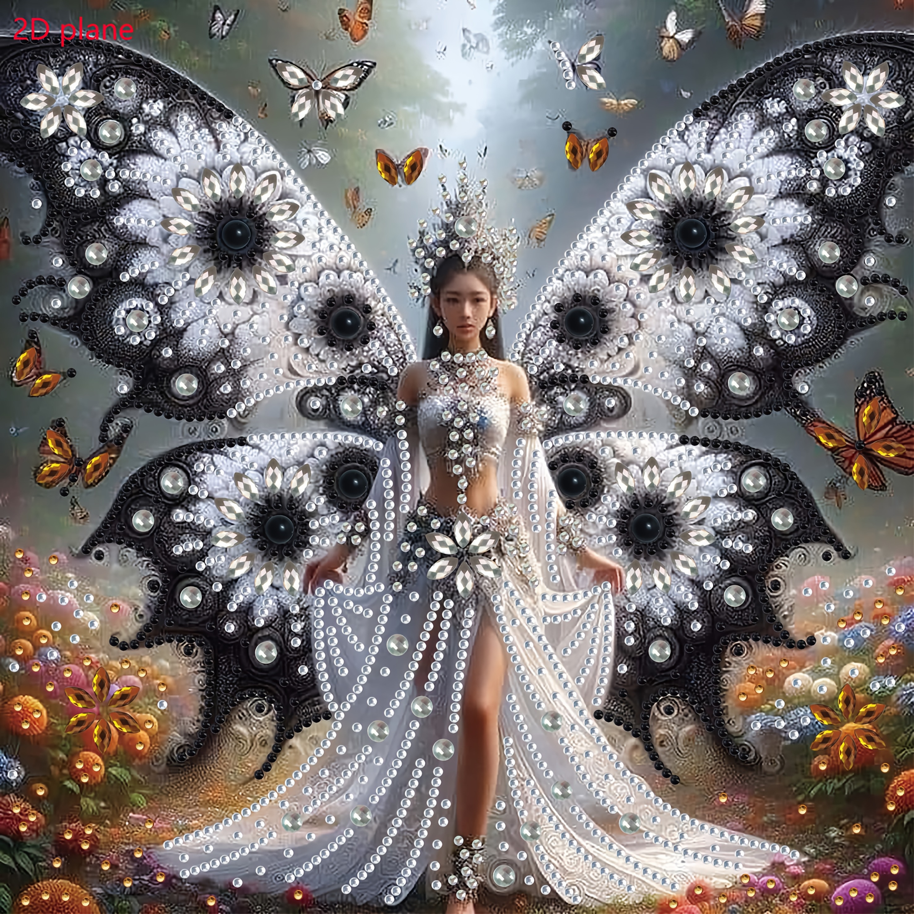 Girl Flower Pattern Diamond Painting Set, Home Wall Decoration Diy Craft With Special Shape Crystal Rhinestone, Borderless (2d Flat Effect, Non-3d Effect), 2d Flat