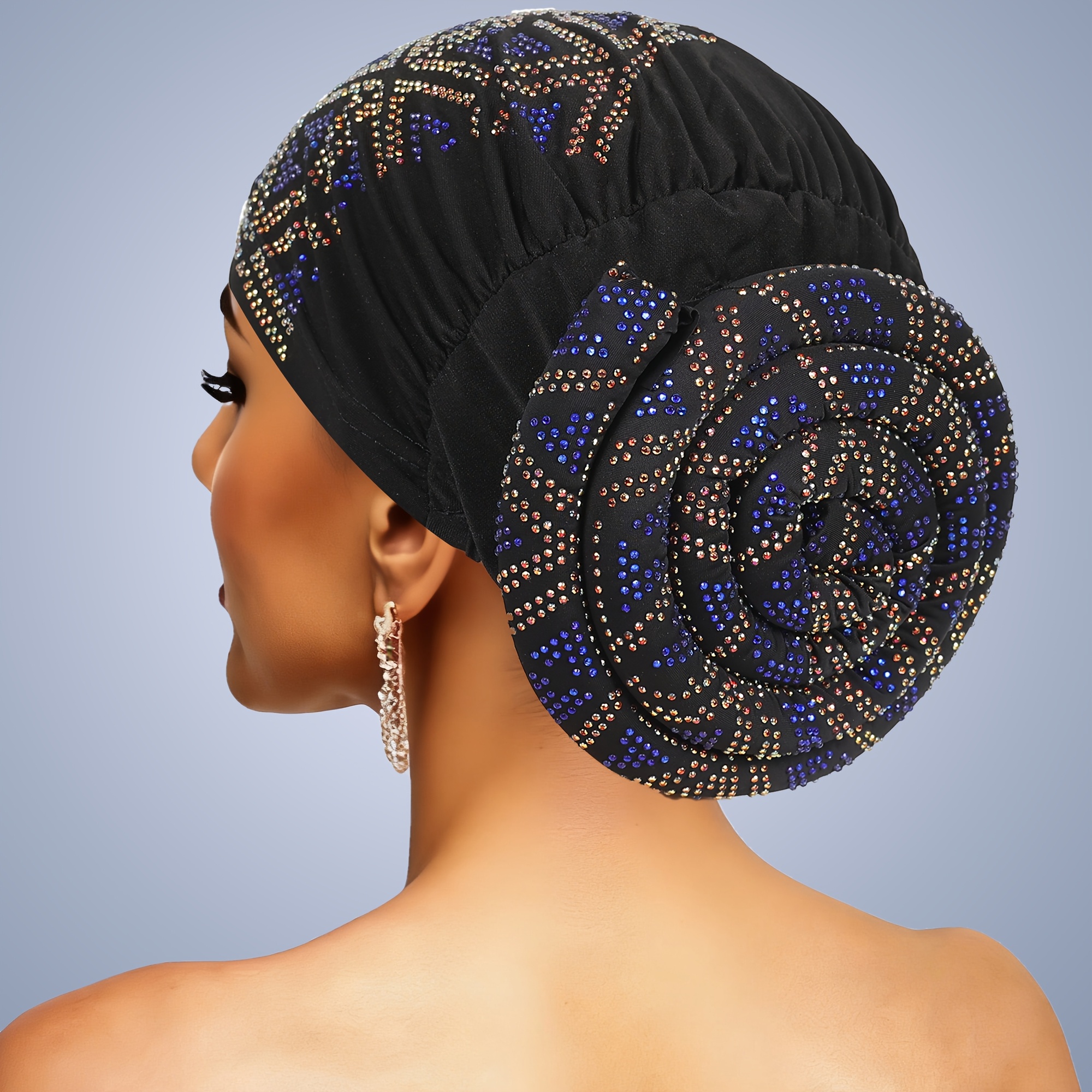TEMU African Luxury Turban Hat | Pre-tied With Crystals & Oversized Bow | Perfect For Weddings, Balls & Special Occasions