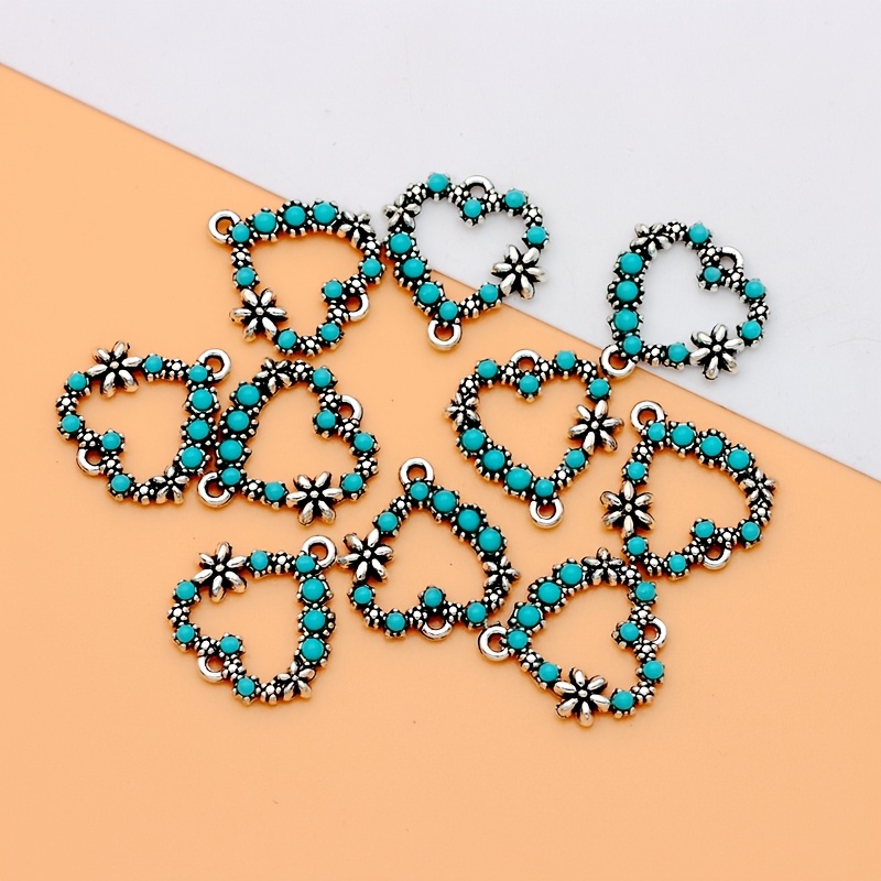 Image of 5pcs/10pcs Ancient Silvery Blue Connector Charms Alloy Connector Pendants Charms For Jewelry Making Ideal For Bracelets And Necklaces Earrings Crafting Additions