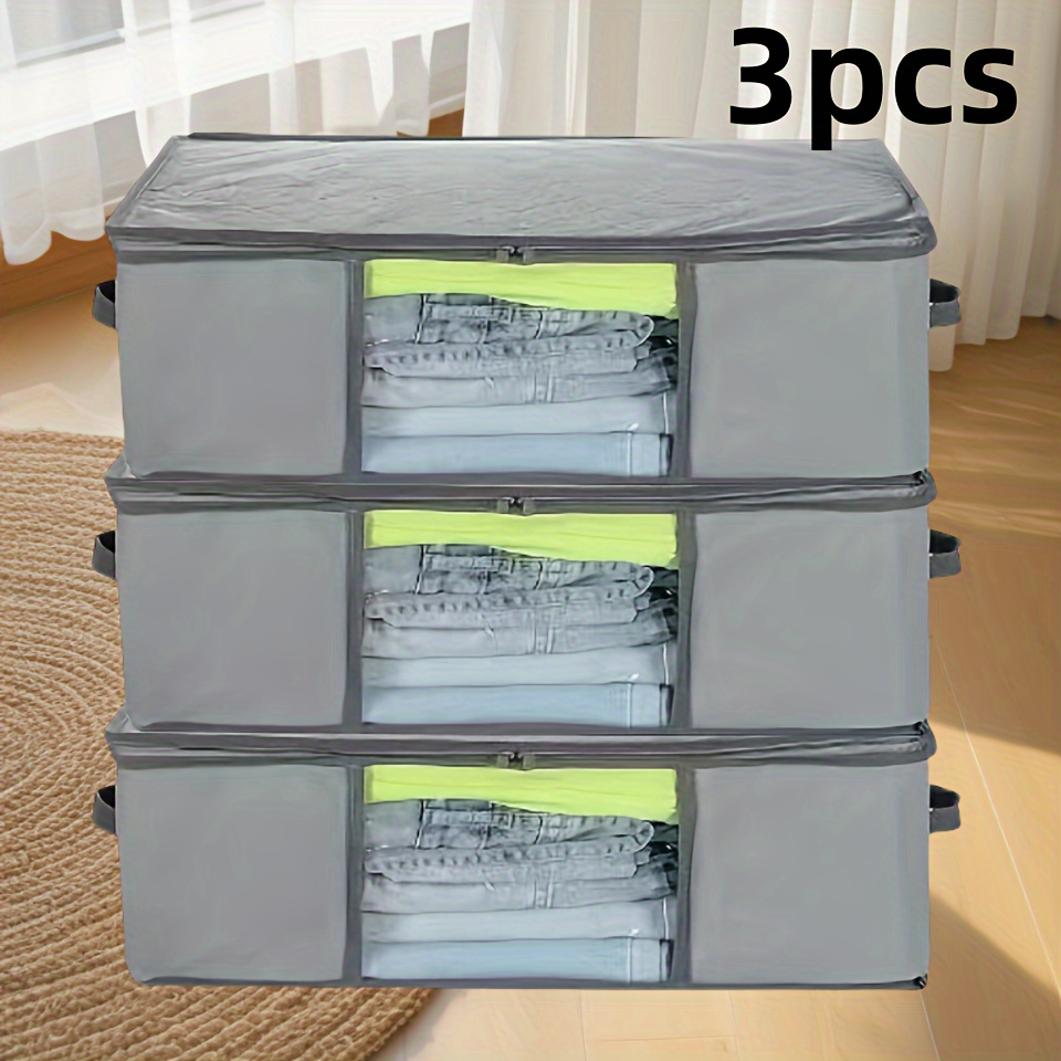 

3- Organizer For , Clothes, Blanket, - Non-woven Clear , Reinforced - Organizers No , Free