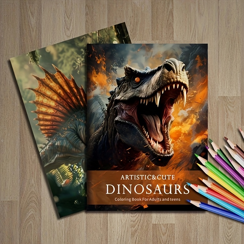 Image of Adult Forest Dinosaur Coloring Book - 20 Pages Upgraded Edition, Forest Master, 2026 New Year, Suitable For Drawing, Back To School, Birthday, Party Gifts