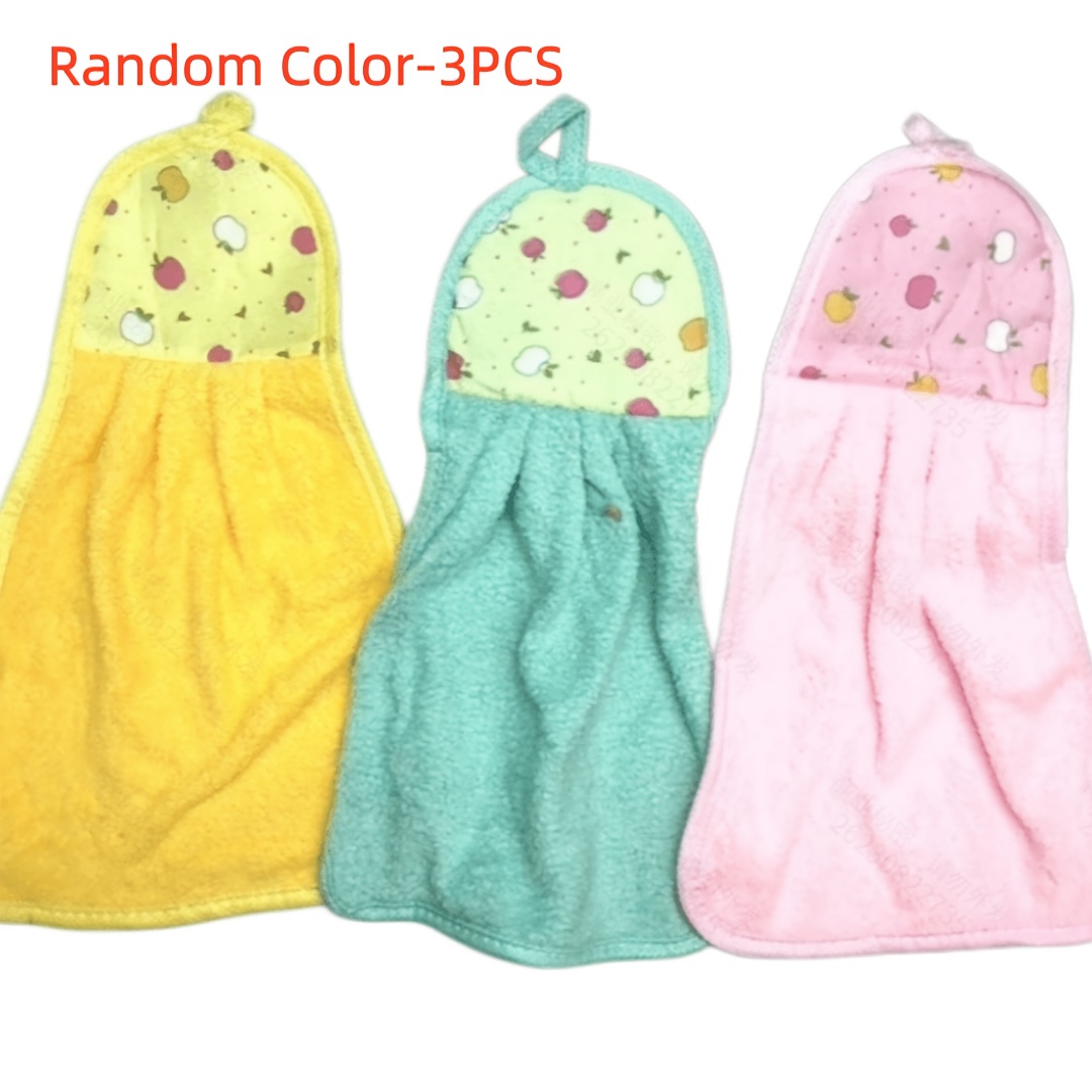 TEMU Dcdray Random Color 3pcs Microfiber Kitchen Towels - Oversized, Absorbent & With Cute Cartoon Designs - Cooking, Cleaning & Home Decor, Dish