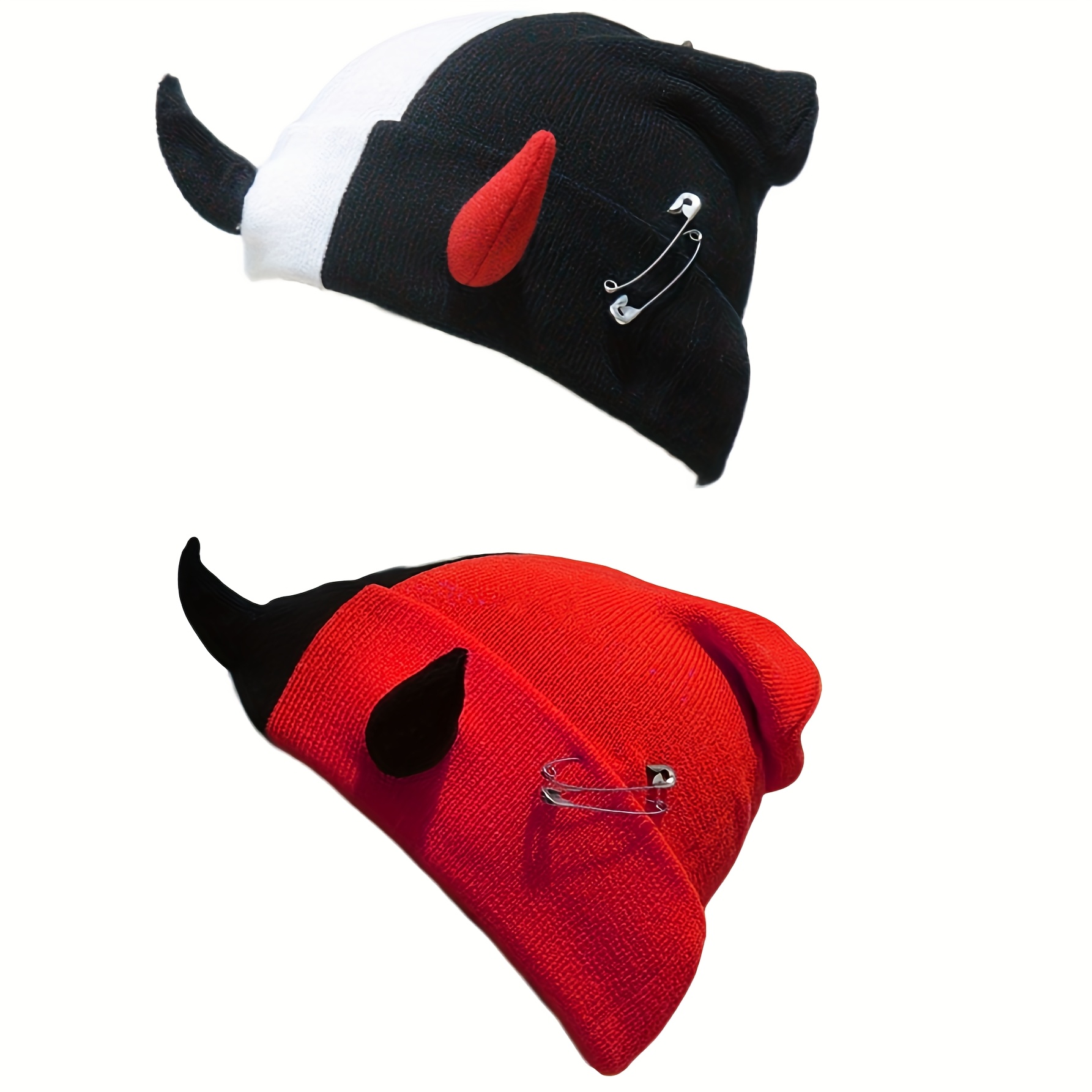 【YEGG】Wing devil hat (2colors) 2pcs unisex devil horns hats metal studs lightweight warm - Temu
