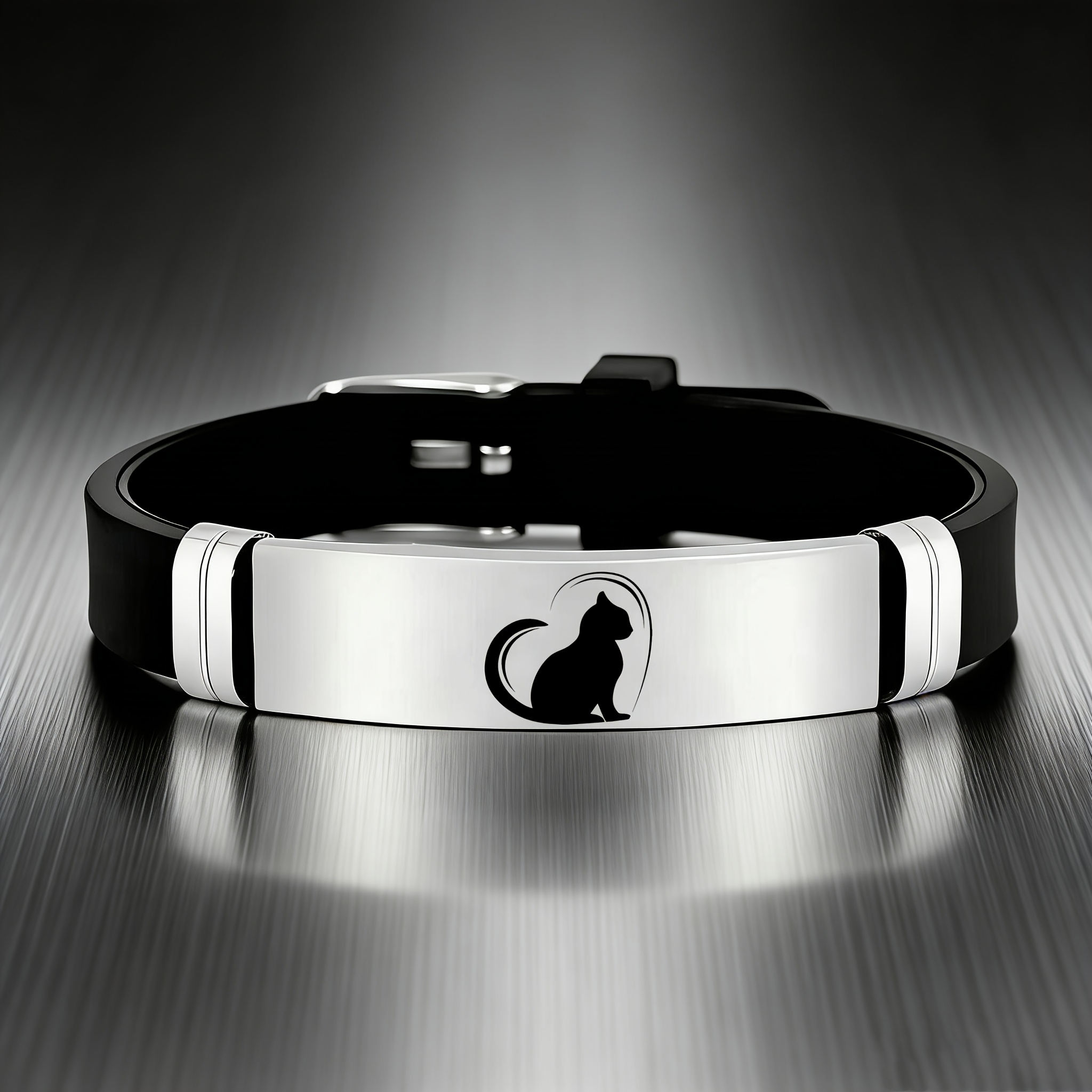 TEMU A Cute And Elegant Cat With Design Accessory, A 202 Stainless Steel Silicone Bracelet, Simple Yet Full Of Pet-loving , Is A And Perfect Gift For