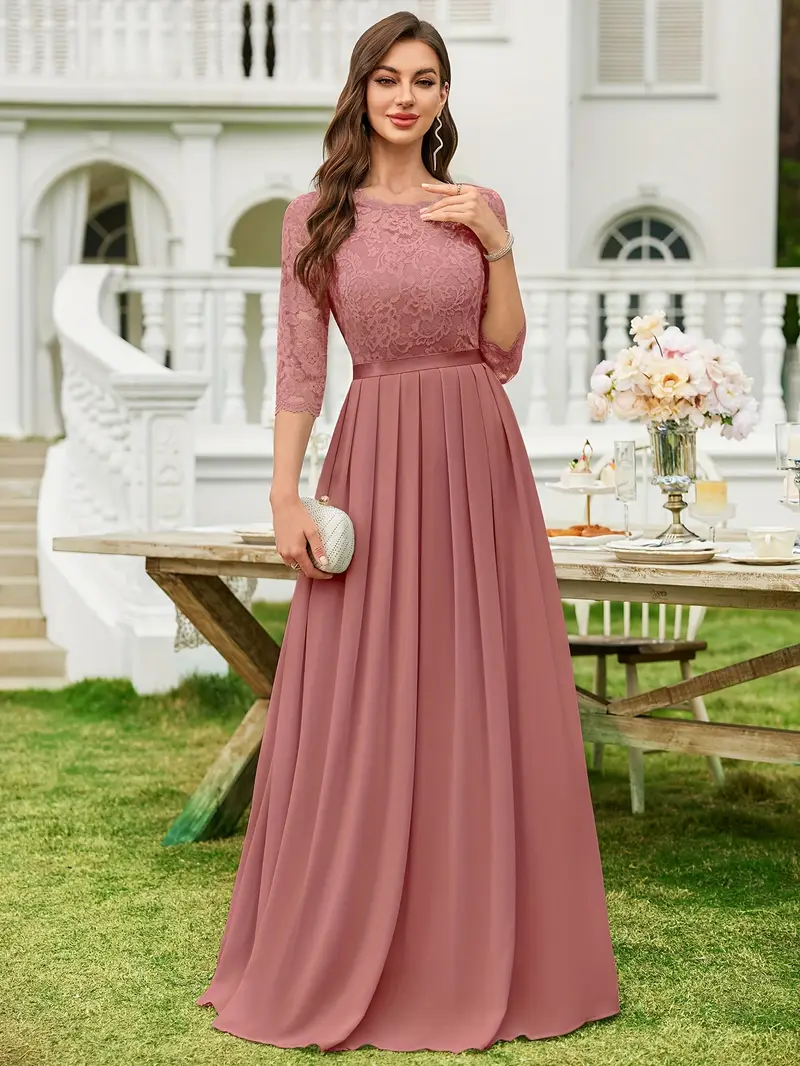 m22073 womens elegant floral lace chiffon 3 4 sleeve wedding - Temu Mauritius m22073 womens elegant floral lace chiffon 3 4 sleeve wedding - Temu Mauritius