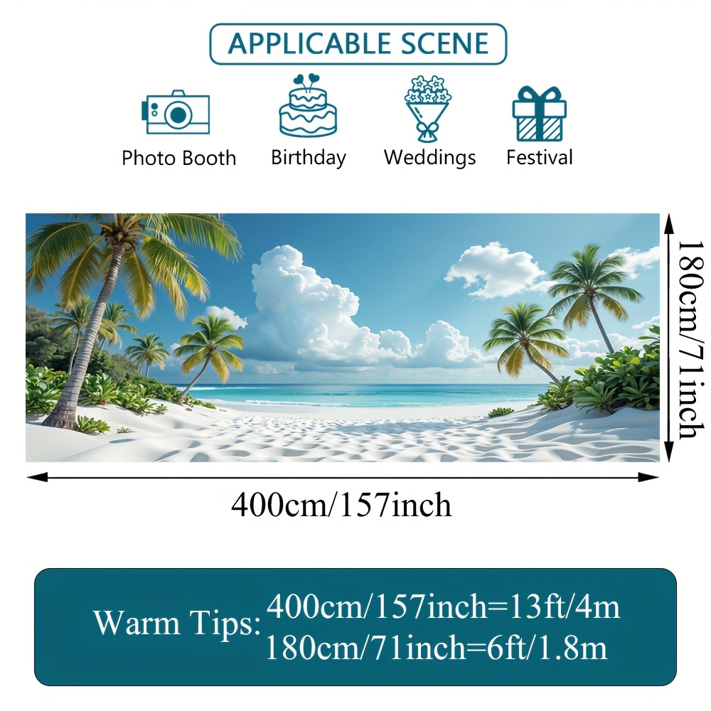 TEMU 2d Door Banner 1pc Vibrant Hawaii Tropical Trees Ocean Scene Garage Door Banner - Large, Colorful 2d Flat Printing, Perfect For Outdoor