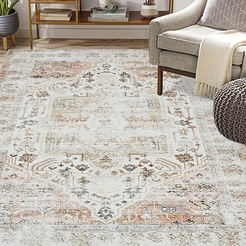 

Area Rug 8x10 Large Rugs For Living Room Stain Resistant Carpet Vintage Rugs For Bedroom With Non Slip Backing Home Decor, Taupe Multi