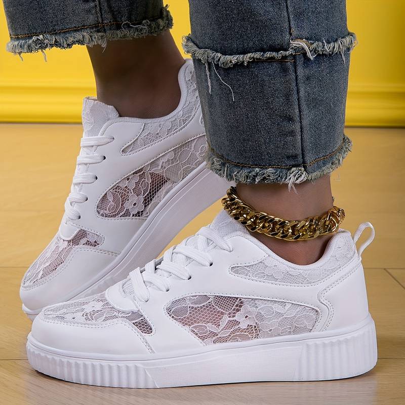Minetom Scarpe Di Tela Donna Alte - Sneakers Stringate Con Mezzo Laccio, Traspiranti, Antiscivolo, Suola In Gomma - Perfette Per Passeggiate, Shopping, Tempo Libero