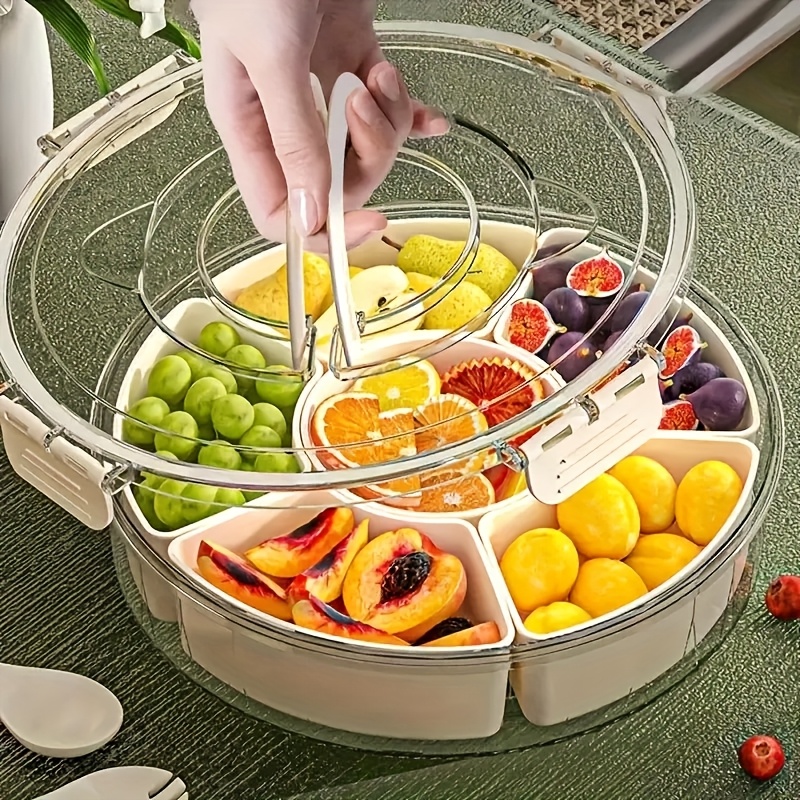 1pc rotating snack tray lid handle multi compartment fruit Temu