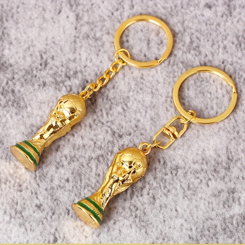 1 pc football cup cup keychain car keychain bag decoration chain waist hanging keychain details 2