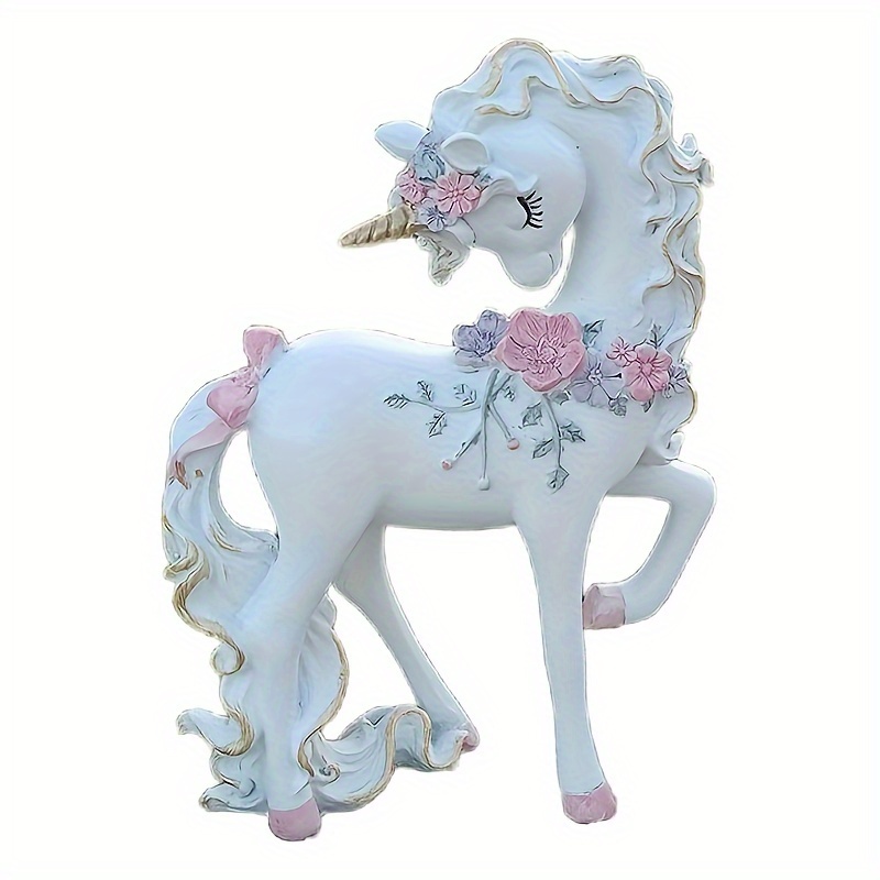 Unicorn & Fairy Figurine - Resin Rainbow Princess Statue, Outdoor Decor