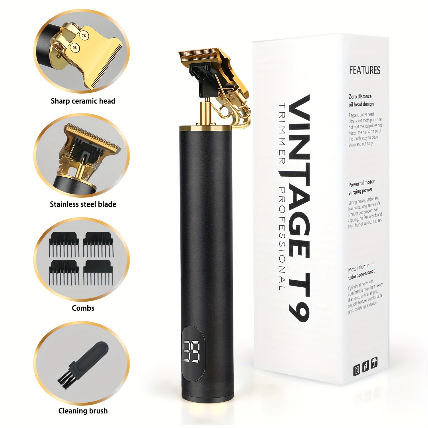 TEMU Hair Trimmer With Led Display, Rechargeable Hair Clippers, Outline Trimmer For Men, Cordless Trimmer