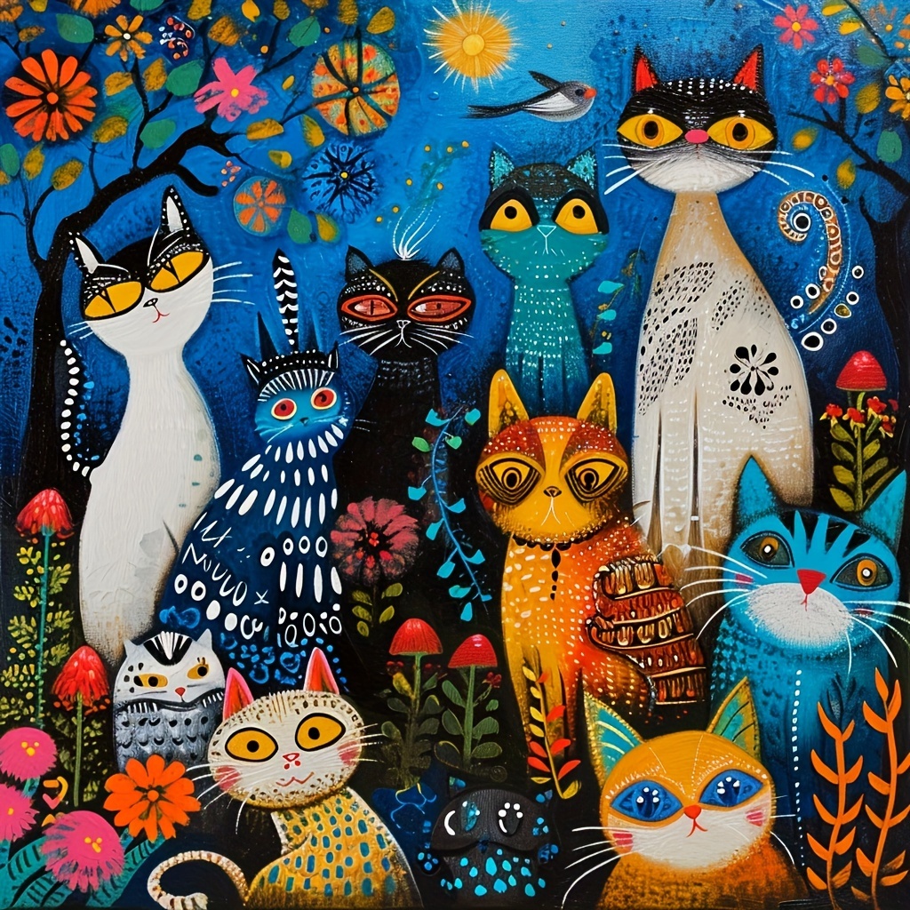 

1pc Large Size 40x40cm/15.7x15.7in Without Frame Diy 5d Artificial Diamond Art Painting Lovely Cats, Full Rhinestone Painting, Diamond Art Embroidery Kits, Handmade Home Room Office Wall Decor