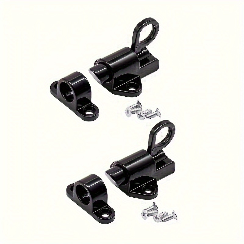 TEMU 2-pack Black Aluminum Alloy Self-closing Latches, Automatic Spring Bolt Locks With Knob Control, Varnished , Heavy Duty Toggle For Gates, Windows, Cabinets, Sliding Doors - With Screws Included