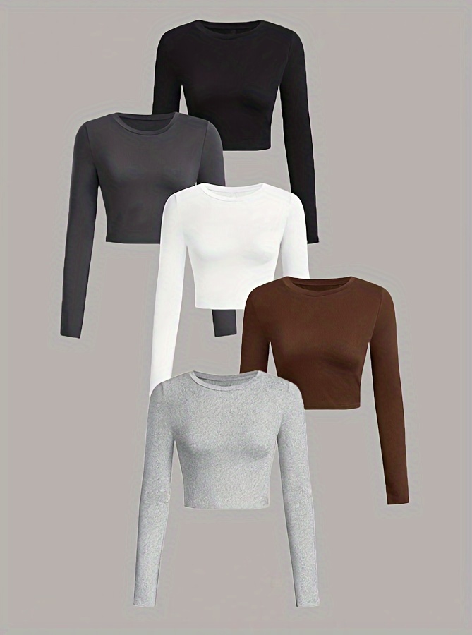 5 pc set of women's long sleeve crop top sold by 100 Spartans