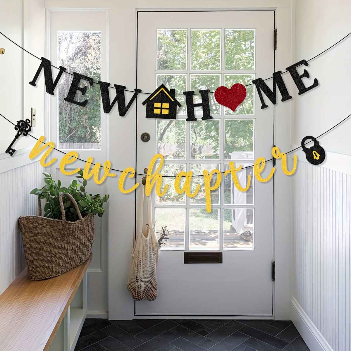 Willkommen Zuhause Deko-Set Schwarz/Rot – 2 Banner Mit Herz-Motiv „Welcome Home“ & „