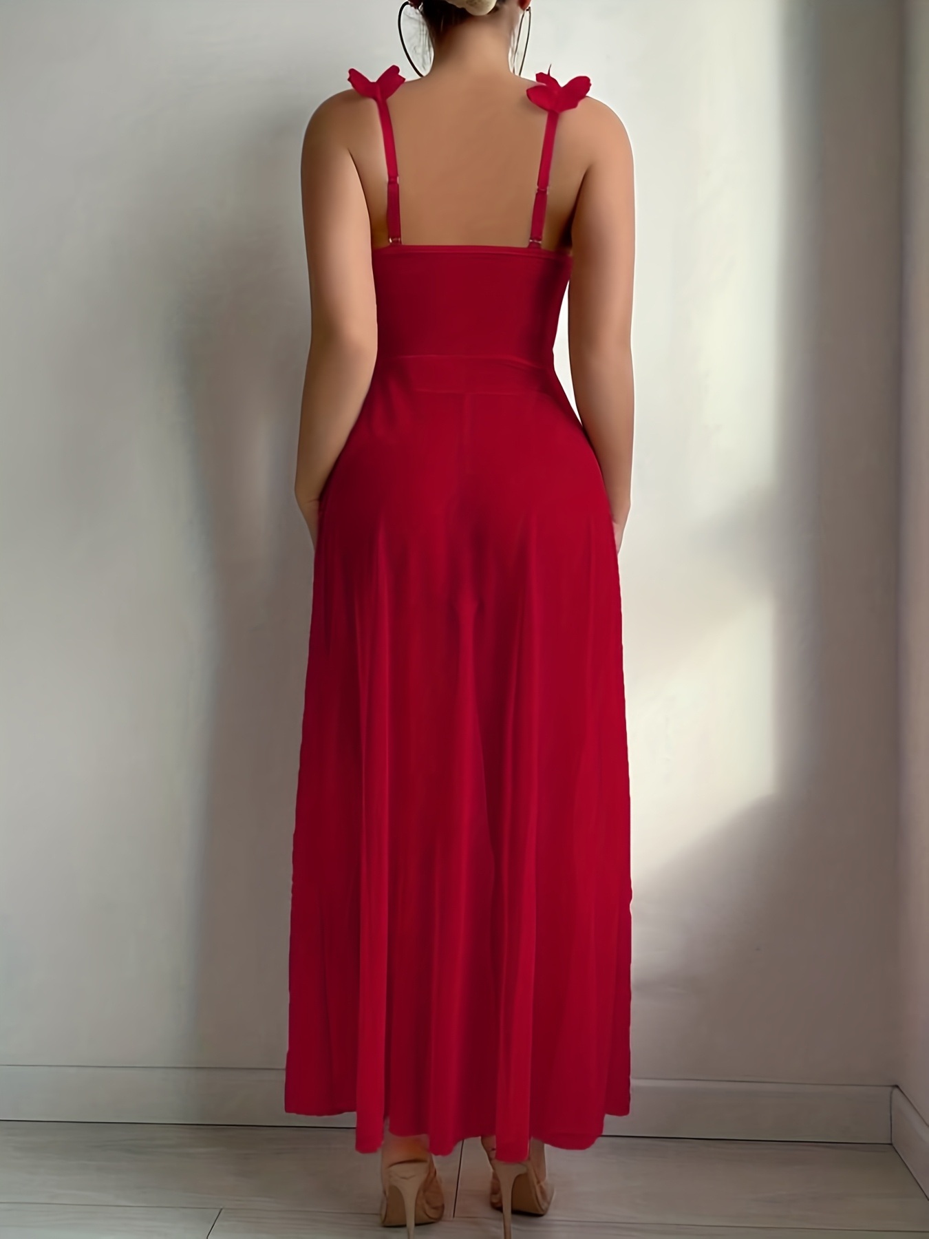 Women's Sexy Wedding Burgundy Lace Trim Mesh Floral Dress Lingerie Nightgown Set