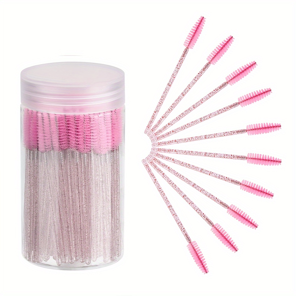 

100pcs Clear Eyelash Set, Mascara Wands, Eyebrow Brushes, Lash Separator Tools, Makeup Brushes With Storage Container, Unscented, No Power Or Battery Needed