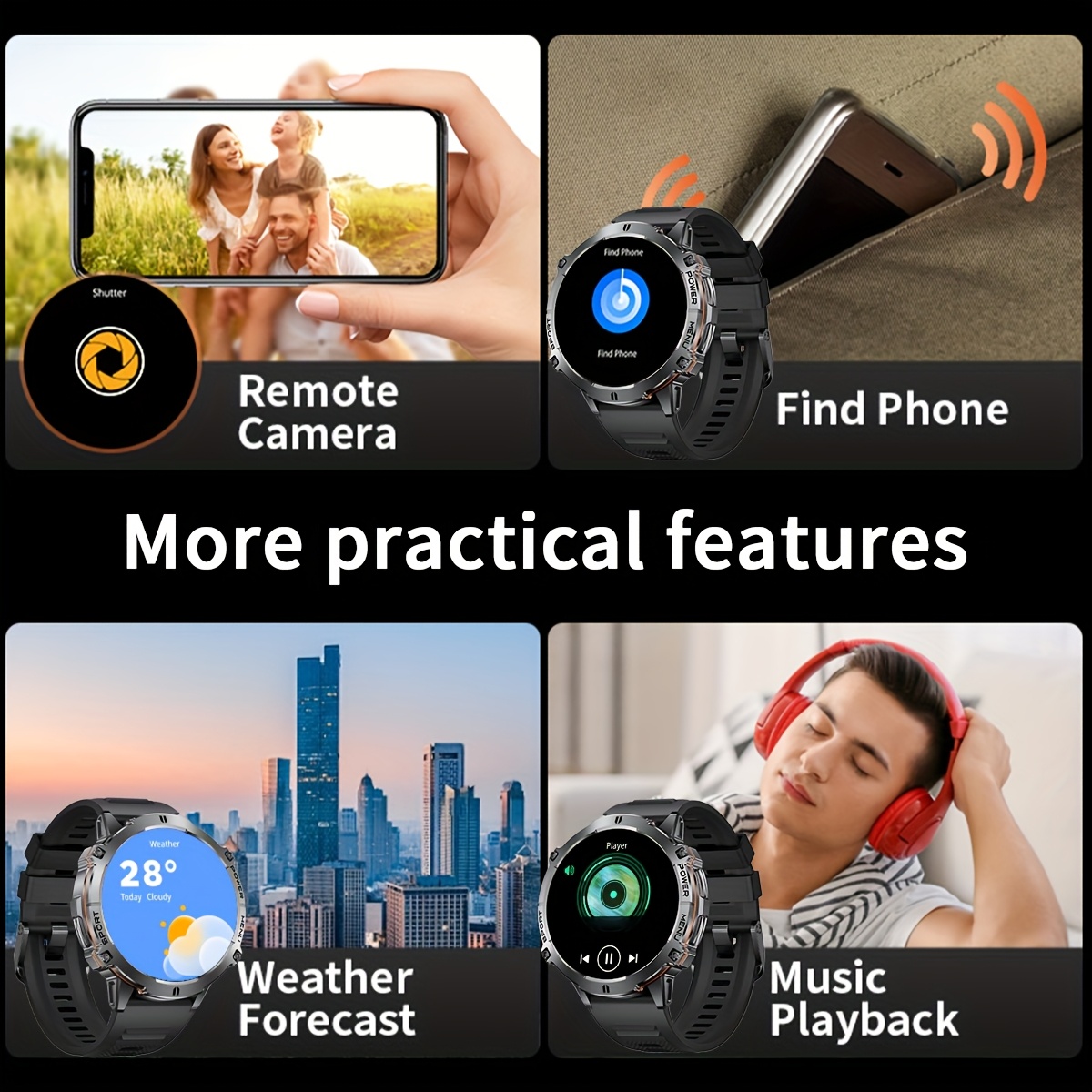 LIGE Smart Watch for Men, AMOLED Touch Screen