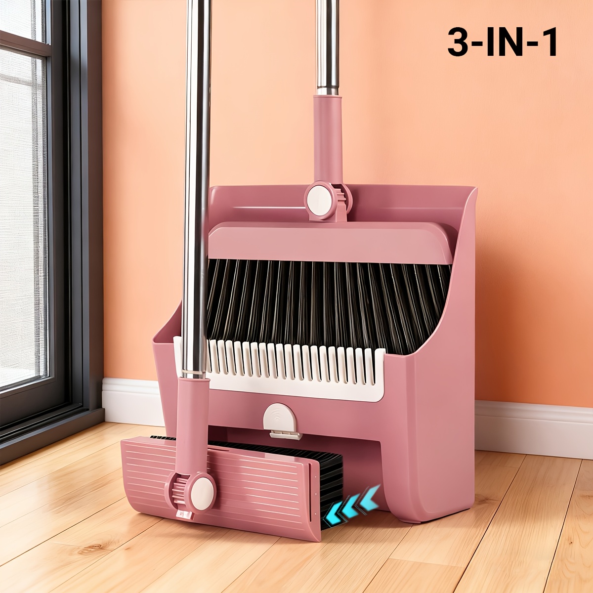1pc   one broom dustpan set combination of household broom wiper non stick hair sweeper god of garbage broom