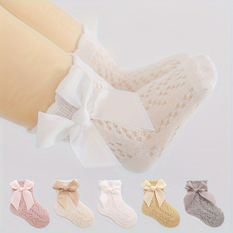 

3 Pairs Of Baby's Cotton Blend Fashion Cute Bow Decor Low-cut Socks, Comfy Breathable Thin Socks For Summer Daily Wearing