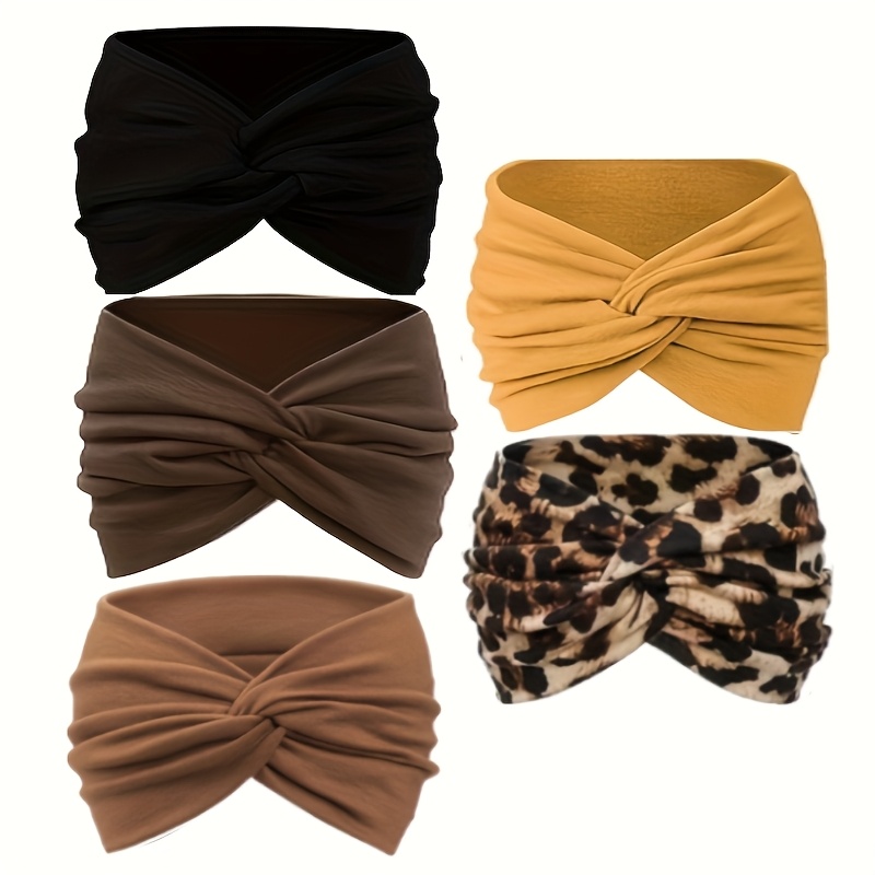 5 Pack Turban Headbands For Women Vintage Head Wraps Knotted Cute Hair Band Accessories