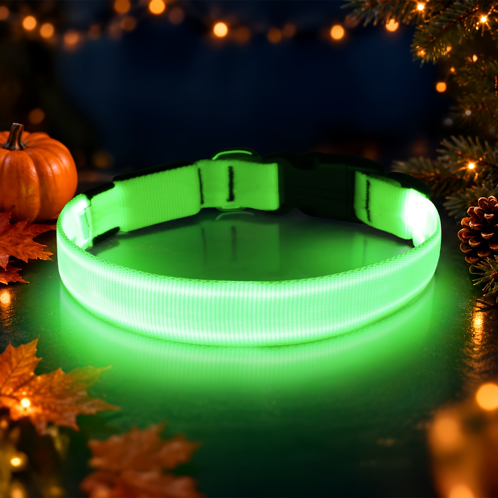 TEMU Classic Led Dog Collar, High Quality Light Up Dog Collars, Micro Usb Rechargeable, Adjustable Nylon, Webbing Plastic , D Ring, Glow Safety Basic