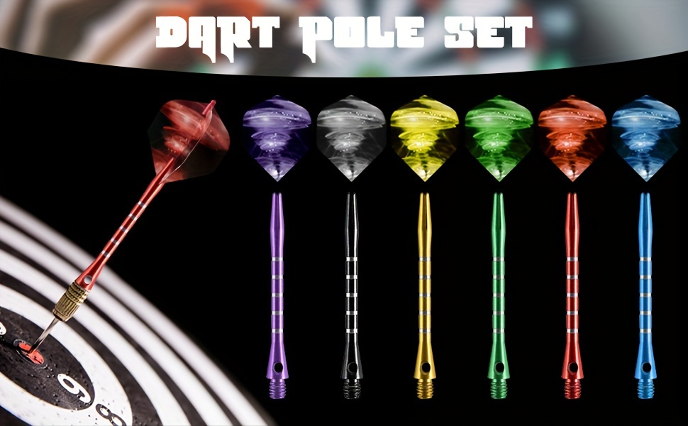 18pcs Premium Aluminum Dart Shafts Set - 53mm Medium Length, Assorted Colors with Enhanced Stability, Includes Flights & Rubber O-Rings for Steel Tip Darts - Ideal for Home, Clubs & Tournaments, Darts Accessories