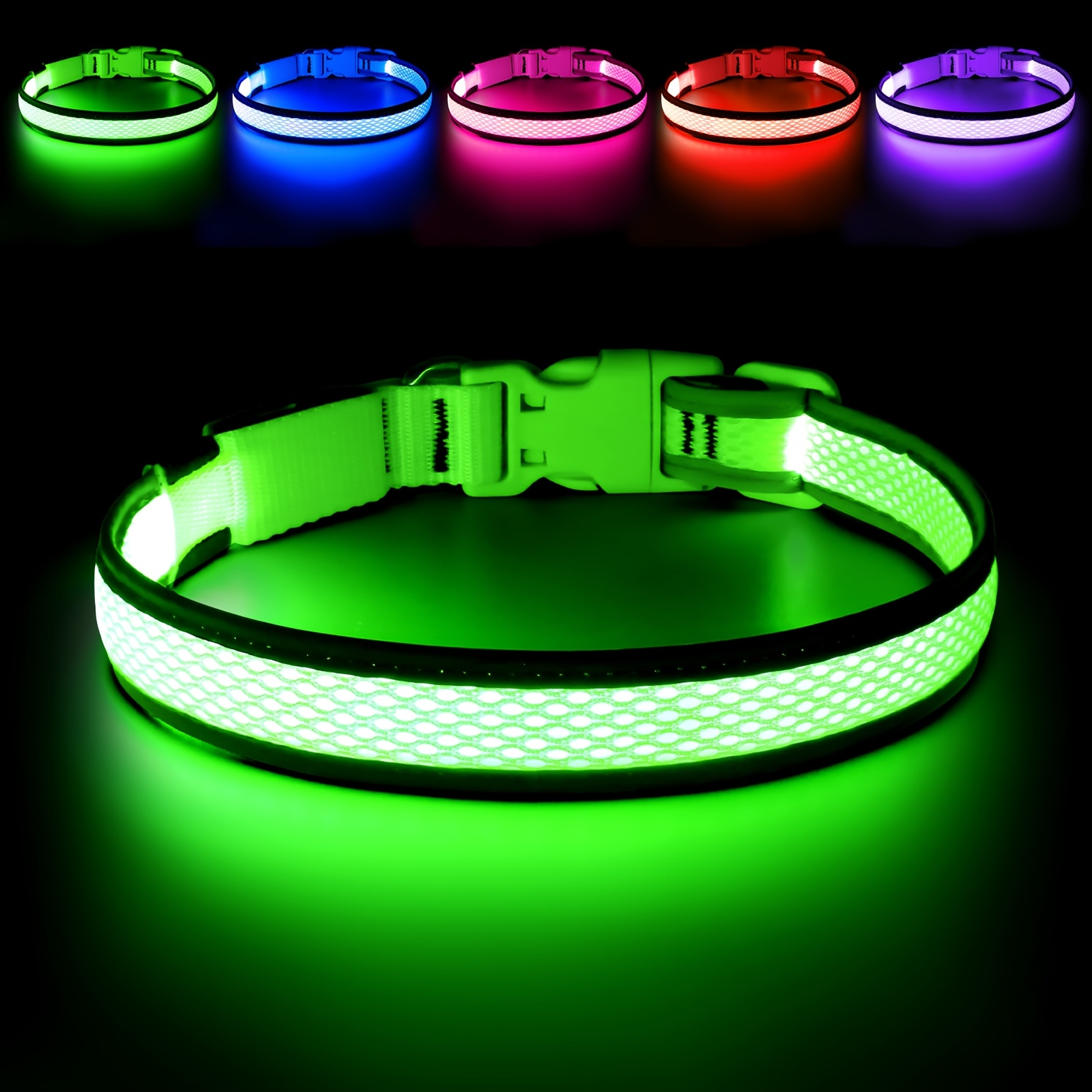 E-shop USB Wiederaufladbare LED Hunde Halsbandleuchten - Verstellbares, komfortables, weiches Mesh Sicherheits-Halsband für kleine, mittelgroße, große