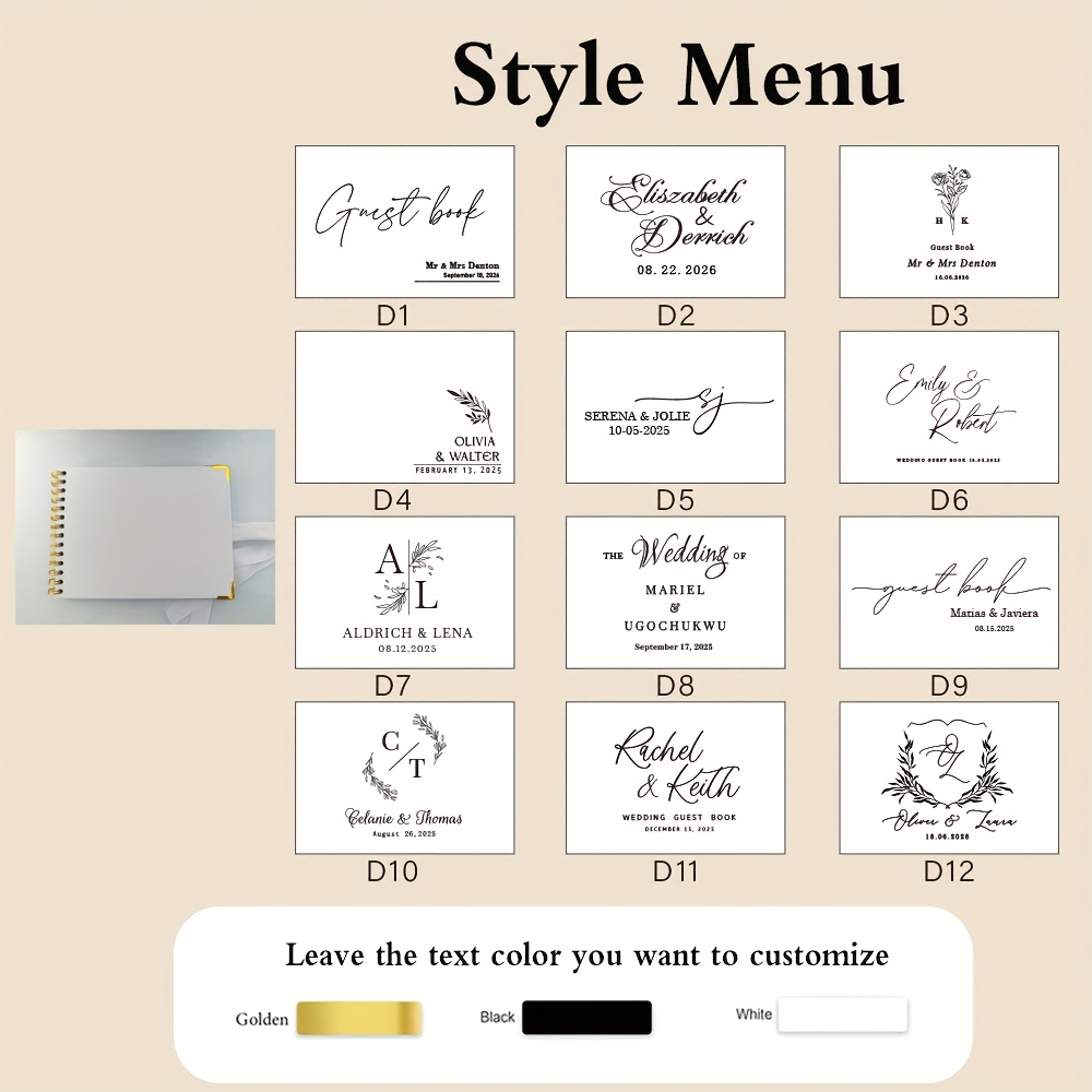 TEMU Customized Personalized Wedding Guest Book With A Rustic Style, Featuring Instant , Tailored Engagement And Anniversary Scrapbooks, Wedding