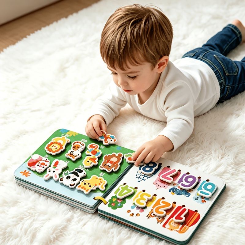 Interactive Quiet Book with Sorting & Stacking Toys for Kids