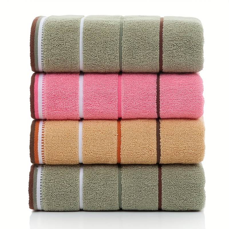 

4 Of Striped Towels - Quick Drying, -fade, 33cm X 73cm, Suitable For