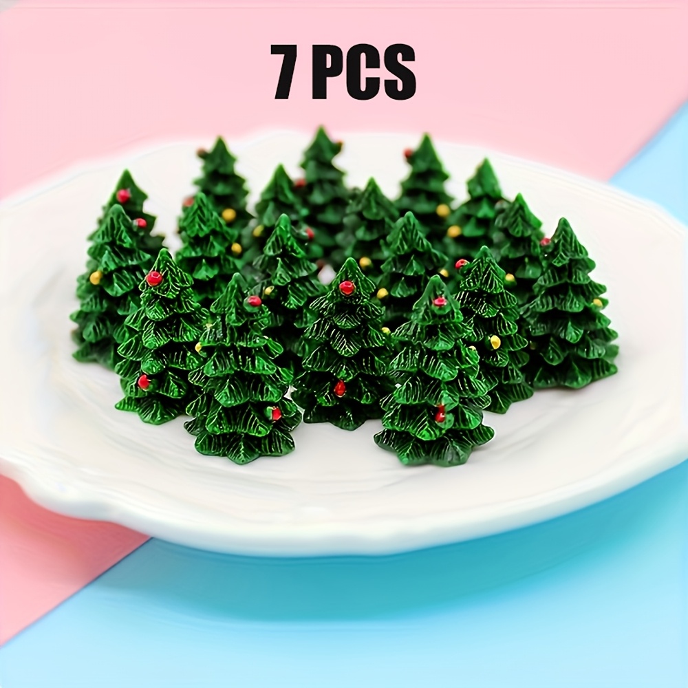 TEMU 7pcs Mini Christmas Tree Ornaments, Christmas Decor, Christmas Elements, Small Sculpture Ornaments, Perfect Jewelry Additions, Suitable For '