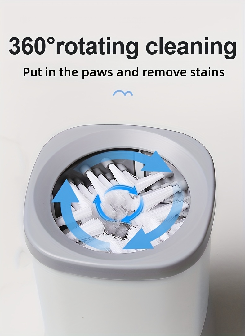 Lavadora Eléctrica de Patas para Mascotas con 4 Almohadillas de Limpieza - Alimentada por USB, Limpieza 360°, para Perros y Gatos - Vaso de Fregado Automático, Segura para Piel Sensible Color Beige Claro - Diseño Fácil de Limpiar para Aseo en Casa/Profesional - Ideal para Cachorros, Gatitos, Mascotas Adultas - Construcción Duradera de Plástico, Suministros para el Aseo de Mascotas, Diseño Fácil de Usar, Material Fácil de Limpiar, Herramienta de Aseo para el Hogar, Diseño Compacto, Construcción