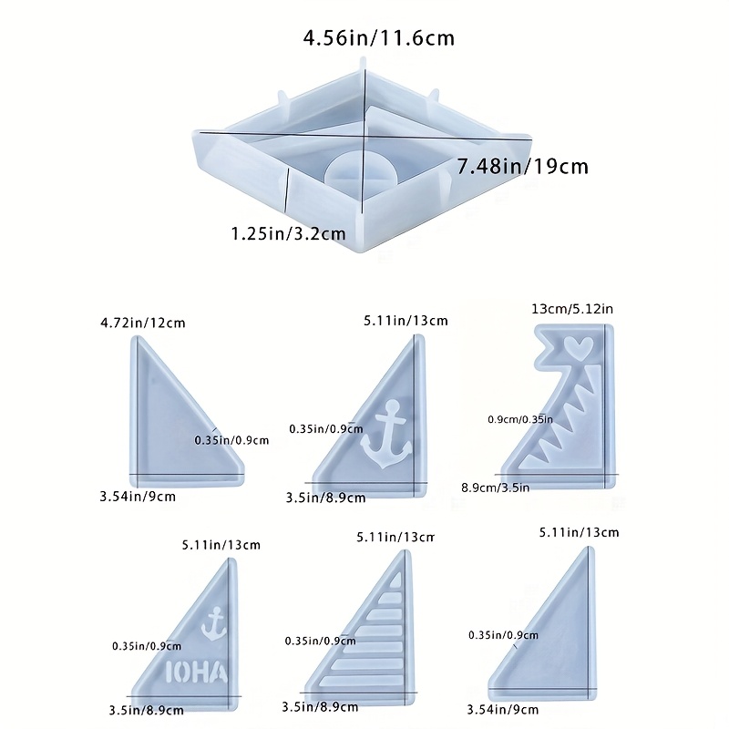 Resin Casting Molds 7pcs Sailboat Candlestick Maritime Theme Set Home Desktop Atmosphere Decoration Holiday Gift Resin Gypsum Handicraft Gift Silicone Mold, Diy Resin Silicone Jewelry Mold