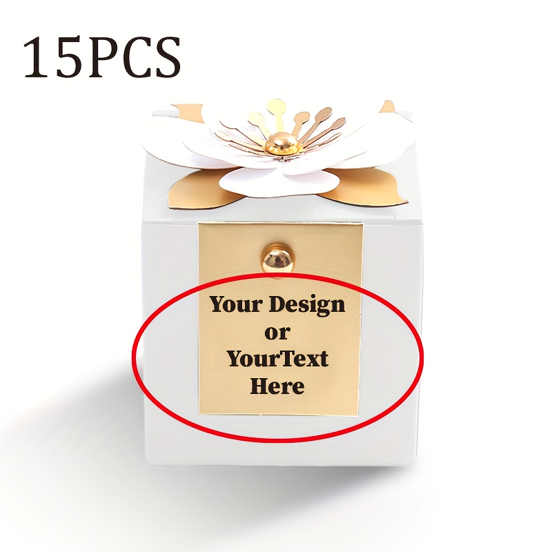 E-shop 15 Stück anpassbare Text-Quadrat-Süßigkeitenboxen, Hochzeitsgeschenkboxen, Geburtstagsdekorationen, Jubiläums-Geschenkboxen,
