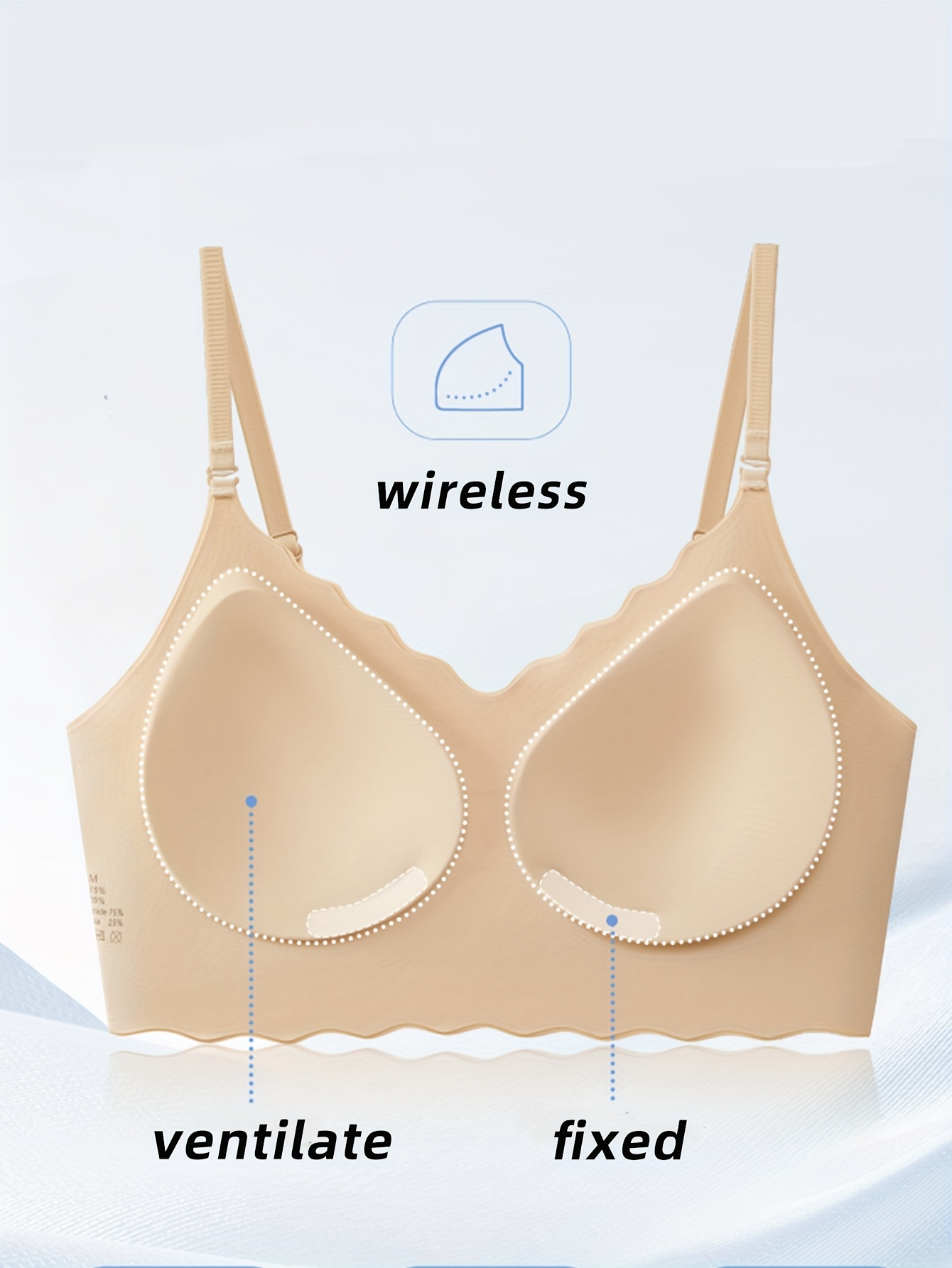 Sexy Fan-Shaped Cross-Front Strapless Bra - Breathable, Comfortable, Removable Pads, Seamless Wireless Design for Adult Daily Wear, Solid Color, Comfortable Support | Scalloped Back Design | Removable Pads Bra | Seamless stronling