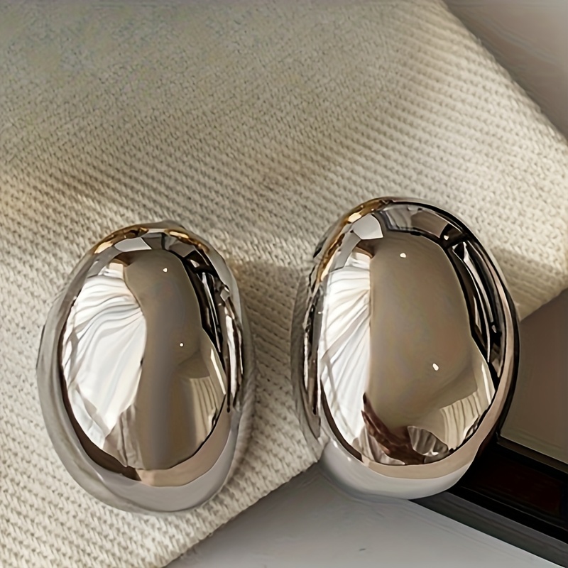 TEMU 1 Pair Elegant Temperament 3d Geometric Oval Earrings, Luxurious And Sparkling, Suitable For Women' Gifting And Banquet Occasions. Creative Gift
