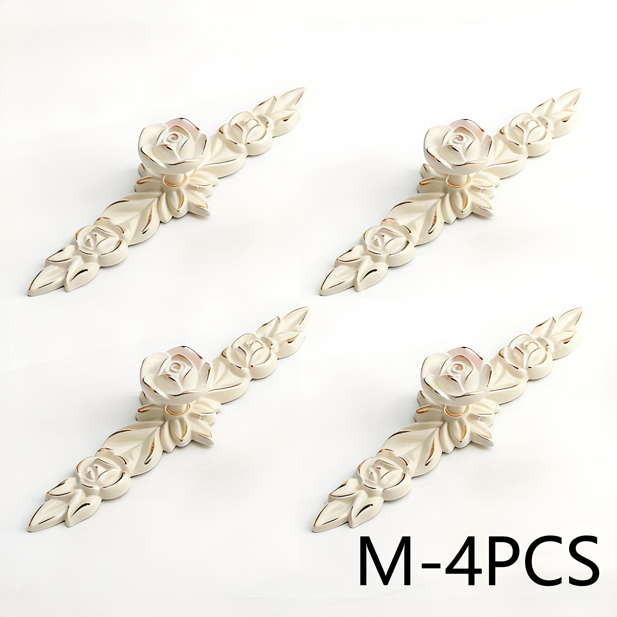 TEMU 1/4pcs Handle, European Painted Cabinet Door Handle, Modern Rose Furniture Handle, Single Hole White Small Handle
