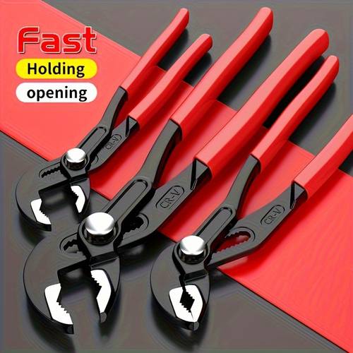 1pc water pump pliers gear button style comfortable handle rust resistant multifunctional pipe wrench adjustable wrench with a large opening for water heater suitable for plumbing automotive heating and pipeline repairs