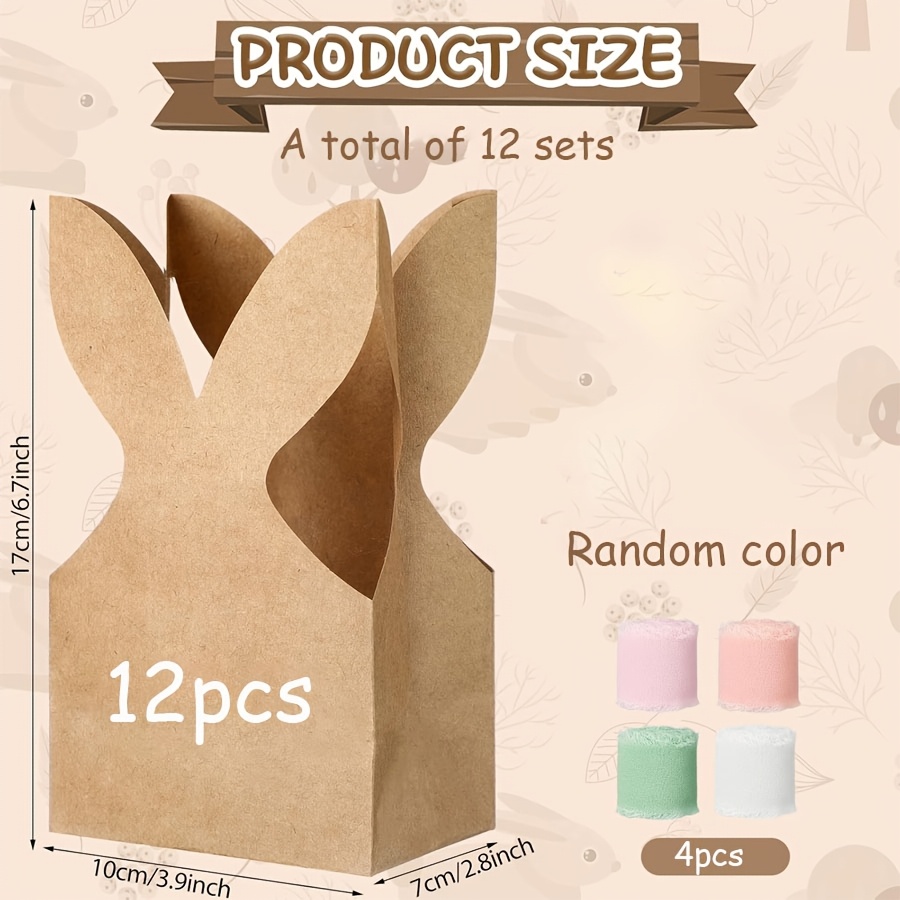 TEMU Gift For Her/him 12 Sets Of Easter Bunny Paper Gift Boxes | Handmade Set With Decorative Ribbons, Gift Boxes, Easter Decorations, Perfect For