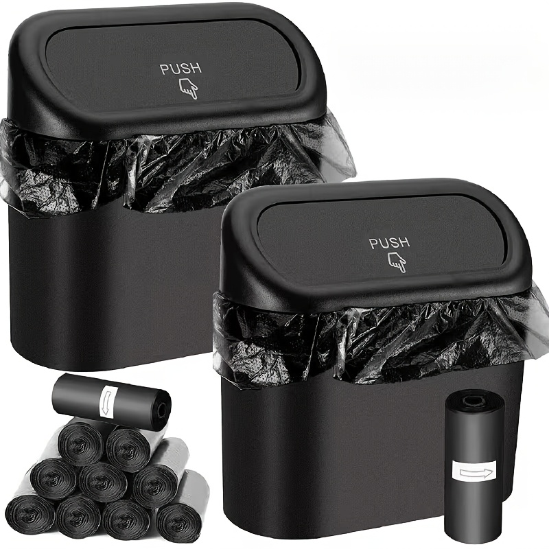 TEMU 3pcs Set Of Storage Baskets And 2 Rolls Of Bags With Hook-and-loop Closure, Car Storage Baskets With Press-to-open Lid, Hung On Car Doors And