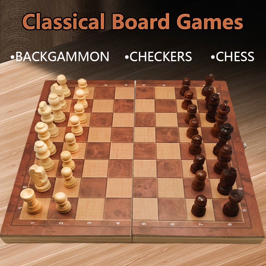 

3-in-1 Wooden Chess, & Backgammon Set - Lightweight Game For Adults, Chess Sets For Adults