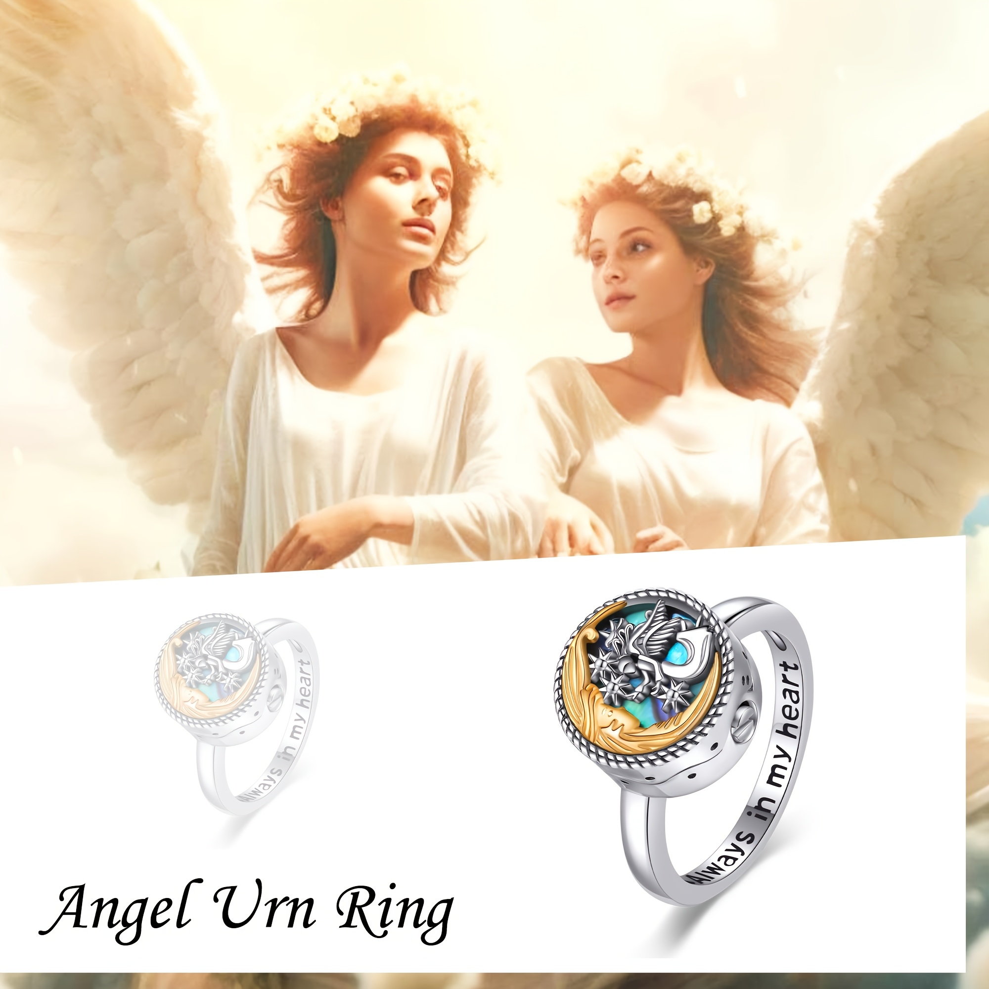 Women's 925 Sterling Silver Guardian Angel Urn Ring